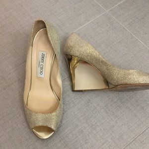 Jimmy Choo gold wedges